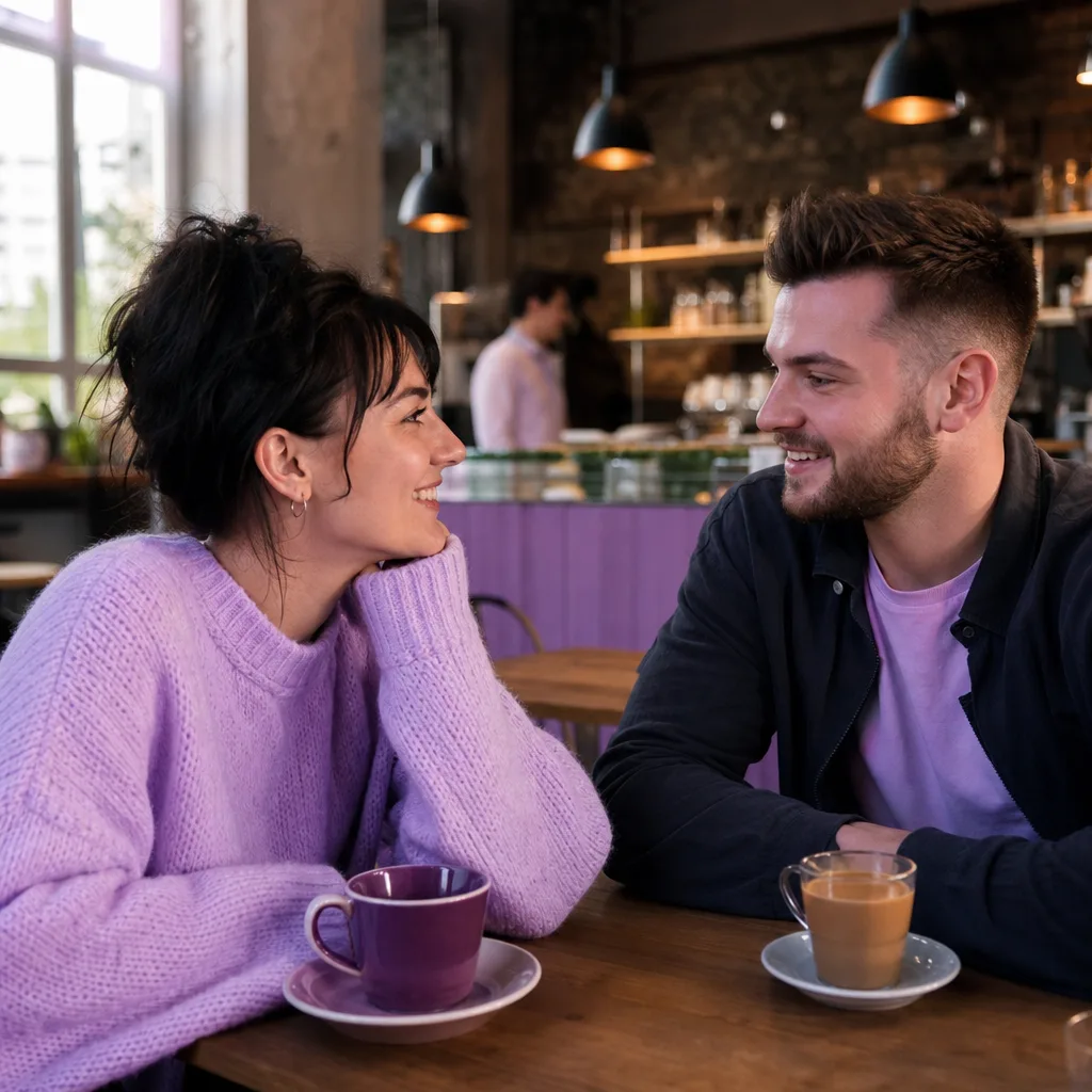 A couple having coffee at a public café in Sunderland